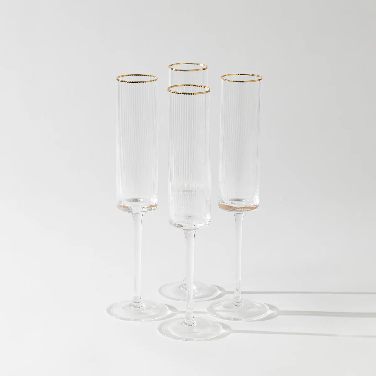 Optic Champagne Glass Set w/ Gold Rim | Modern Locke