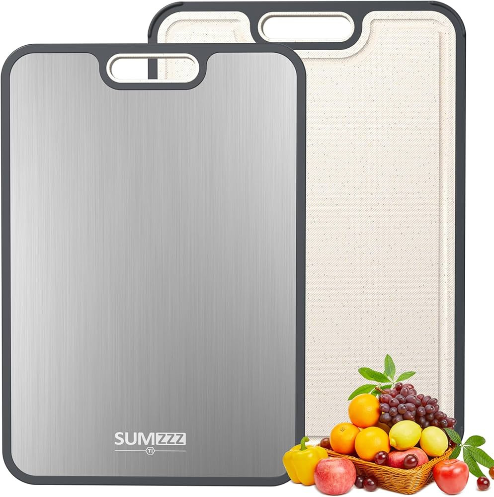 Titanium Cutting Board for Kitchen, Cutting Board Double Sided Food Grade, Pure Titanium and Whea... | Amazon (US)