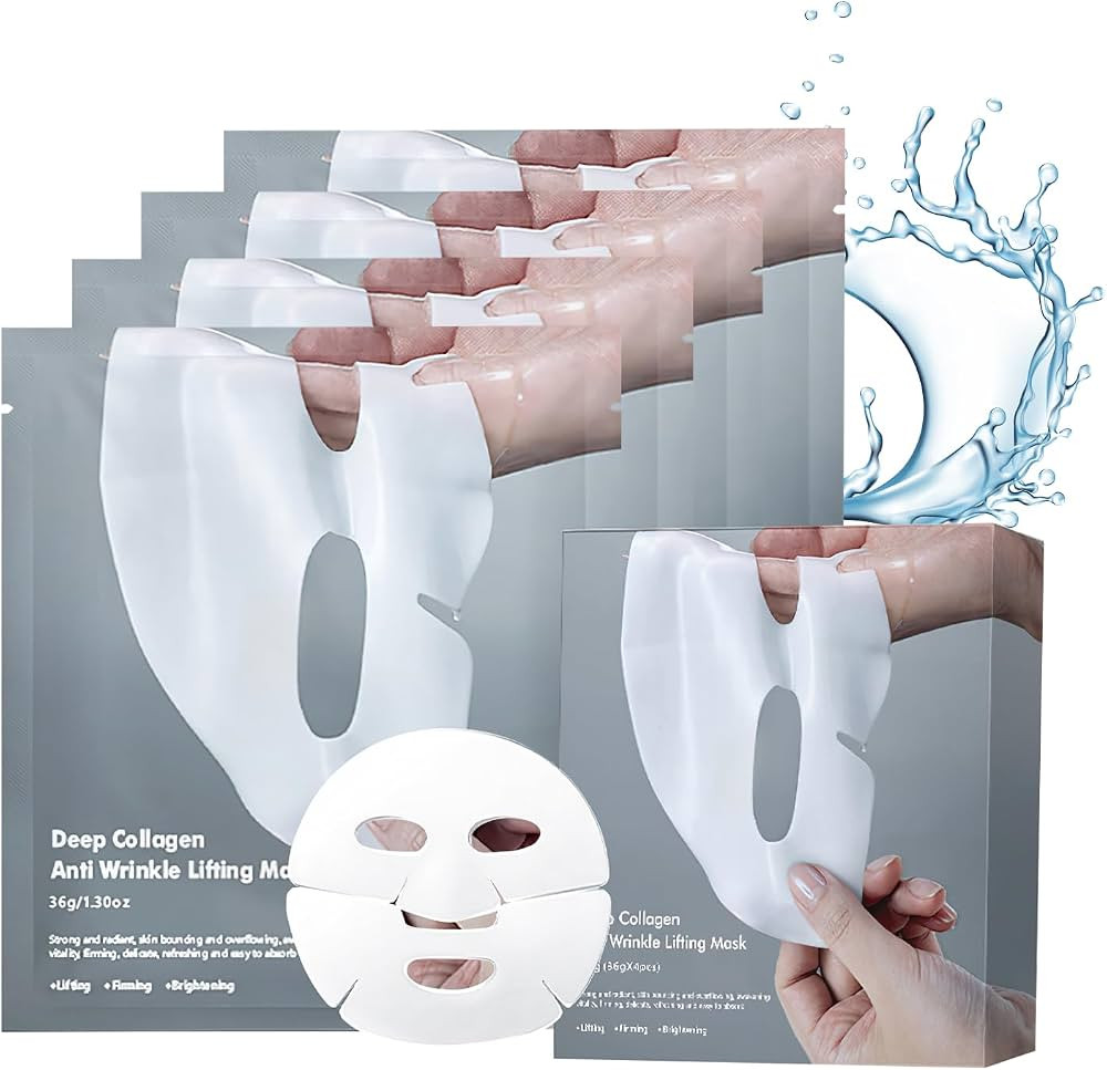 4PCS Deep Collagen Overnight Mask, Collagen Face Mask Deep Collagen Anti Wrinkle Lifting Mask Col... | Amazon (US)