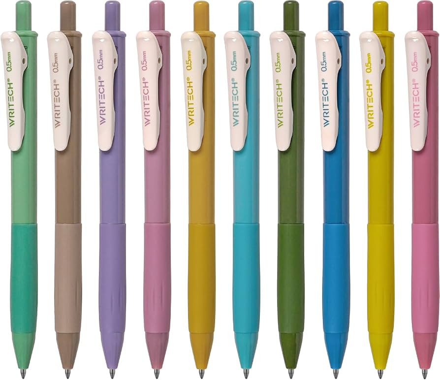 WRITECH Retractable Gel Pens Quick Dry Ink Pens Fine Point 0.5mm 10 Assorted Unique Vintage Color... | Amazon (US)