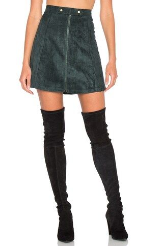 Suede Zip Up A Line Skirt | Revolve Clothing