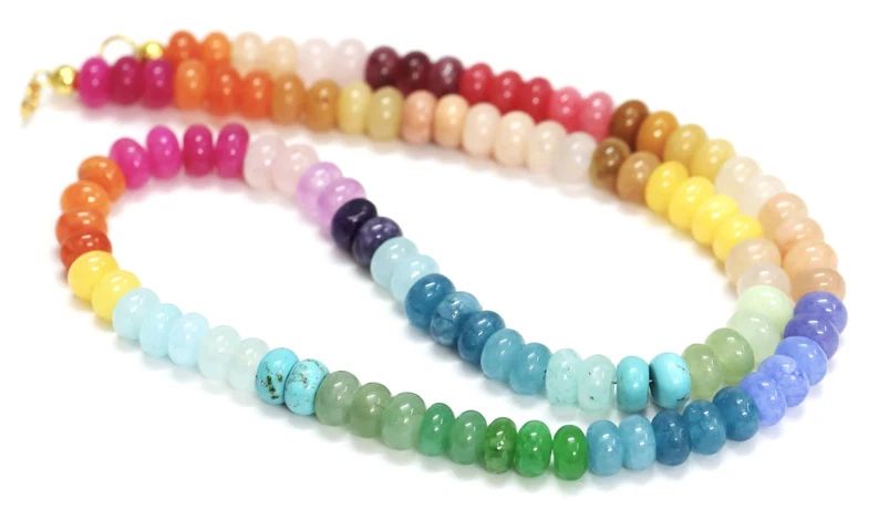 Beautiful Mix Color Quartz Smooth Rondelle Beads Necklace, Beautiful 7-8mm Rainbow Disco Color Qu... | Etsy (US)