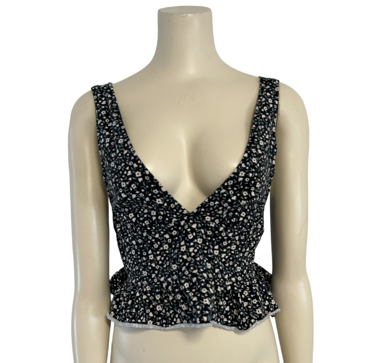 Forever 21 Floral Peplum Ruffle Crop Tank Sleeveless Top Womens Large  | eBay | eBay US