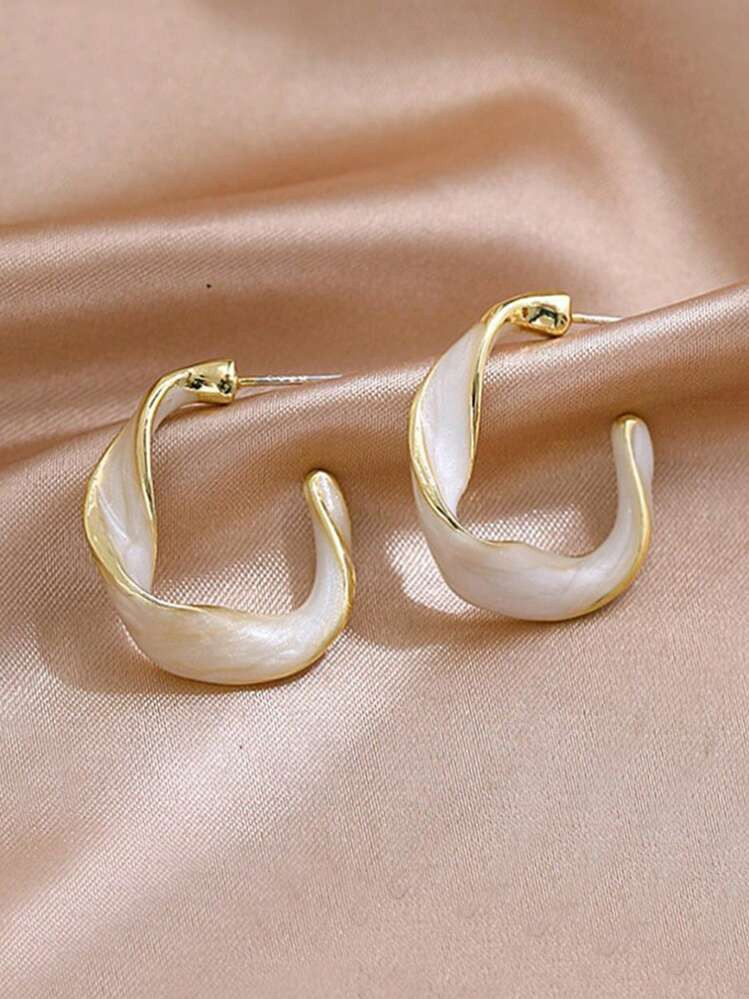 1pair Fashion Stainless Steel Spiral Detail Structured Drop Earrings For Women For Daily Life | SHEIN