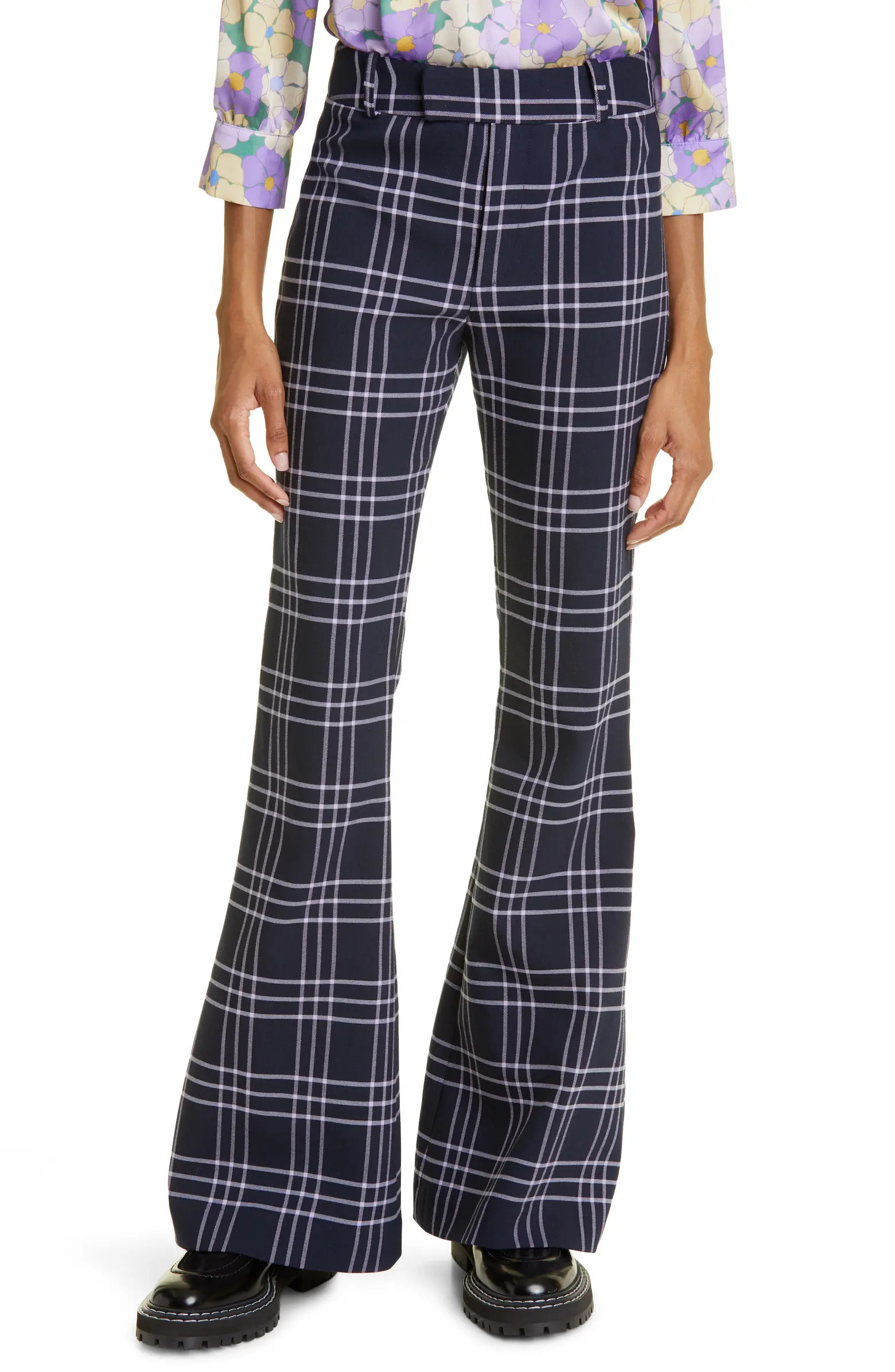 Windowpane Plaid Bootcut Pants | Nordstrom