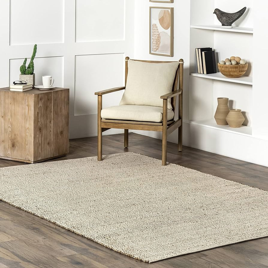 nuLOOM Elfriede Farmhouse Jute Blend Area Rug, 5x8, Natural | Amazon (US)