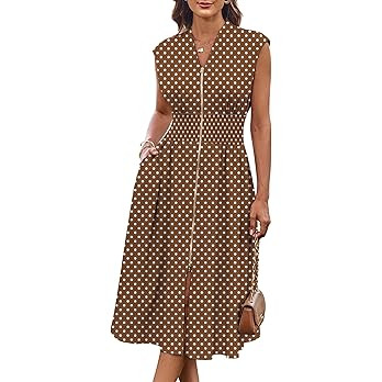 GRACE KARIN Womens Summer Casual Dress, Business Office Work Dresses, Cap Sleeve Zipper Front Flo... | Amazon (US)