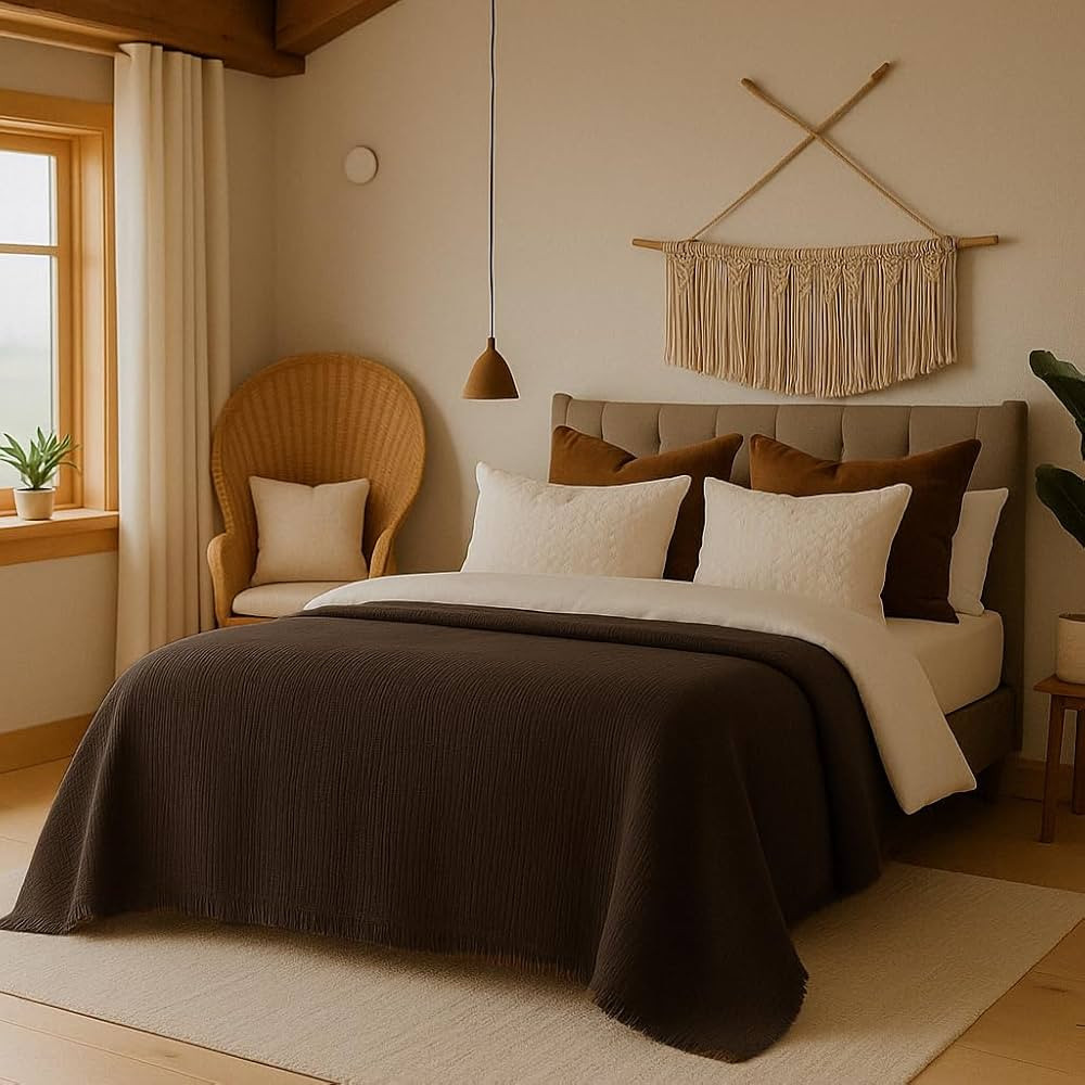 King Size 4 Layered Muslin Throw Blanket,%100 Cotton Lightweight and Breathable Summer Blanket, B... | Amazon (US)