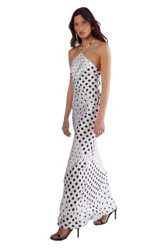 Nasty Gal Satin Polka Dot Halter Neck Cowl Back Maxi Dress | Amazon (US)