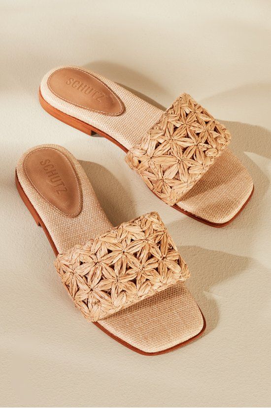 Schutz Ayla Raffia Slides | Soft Surroundings