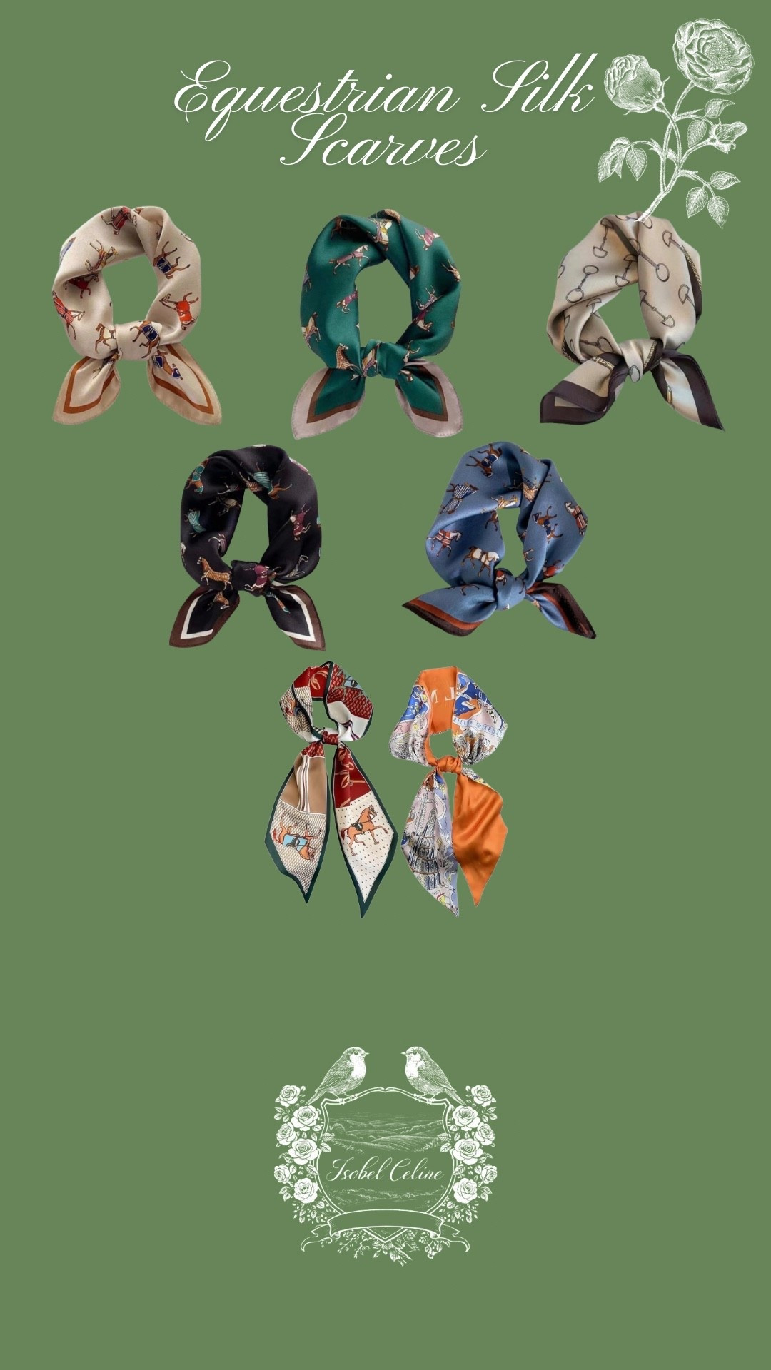 Equestrian horse style silk scarves 

#LTKspring #LTKstyletip #LTKmodest