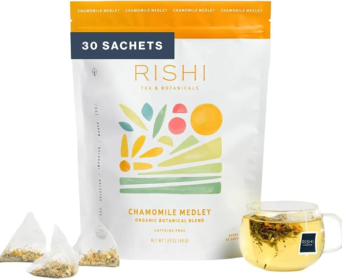 Rishi Tea Chamomile Medley Organic Herbal Tea Bags, Caffeine Free, 30ct | Amazon (US)