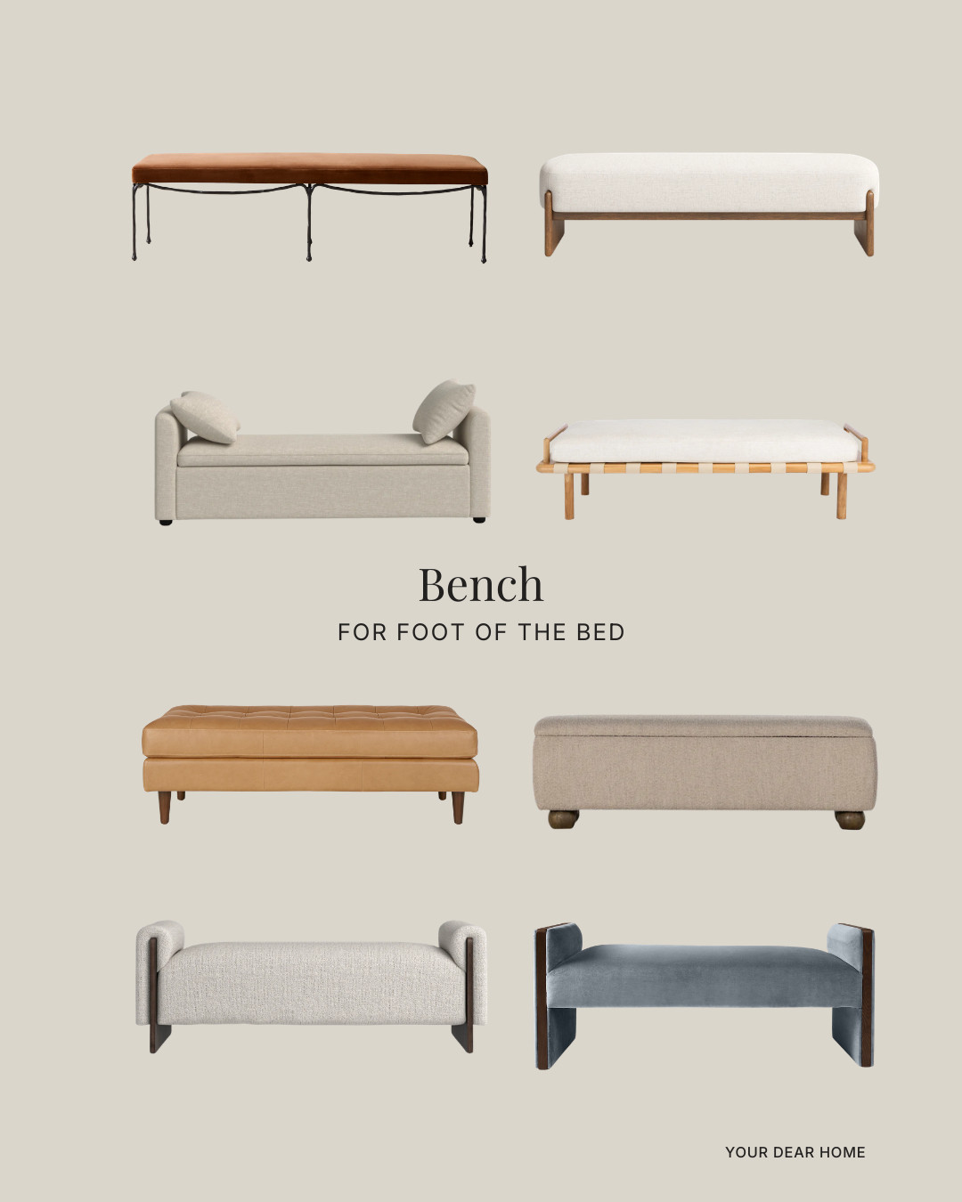 A bench at the foot of the bed makes a bedroom feel finished. It adds structure, softness, and that layered hotel vibe. These shapes work beautifully in both classic and modern spaces. 

 #LTKHome