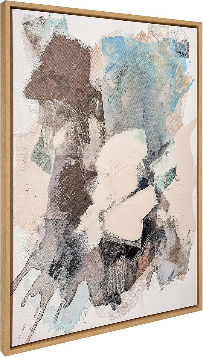 Kate and Laurel Sylvie Painted Flow I Framed Canvas Wall Art by Amy Lighthall, 28x38 Natural, Mod... | Amazon (US)