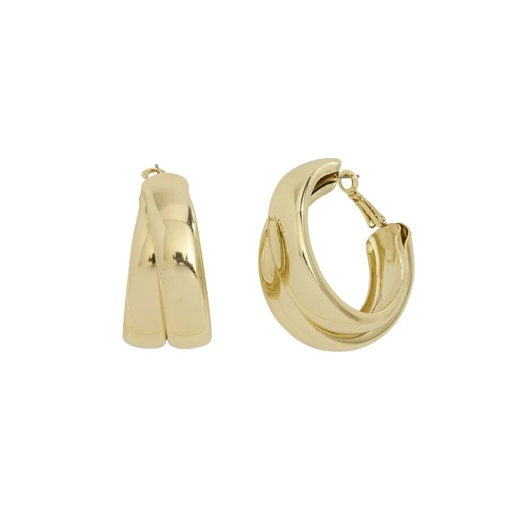 Madden NYC Women's Fashion Gold Tone Layered Hoop Earrings | Walmart (US)