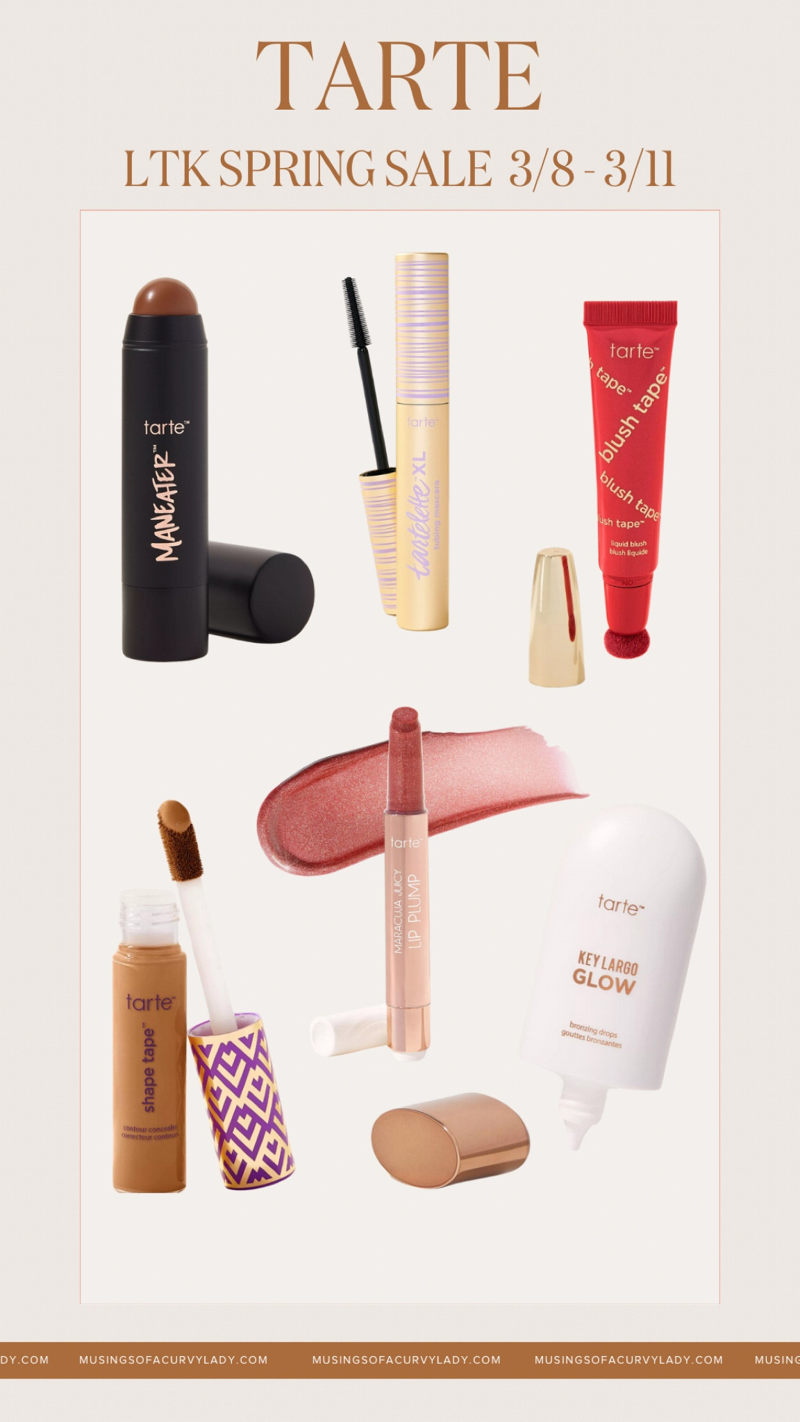 SAVE THIS POST FOR THE LTK SPRING SALE

Tarte will be one of the brand participating in this in app sale event and here are my favorite Tarte products. 

#LTKSale #Tarte #springmakeup #makeuptrends #glowymakeup 


Concealer Shade Golden Deep
Blush Shade Cherry
Highlight Bronze Glow
Glow Drops Deep Bronze Glow
Lipliner in Mauve
Lip Plump in Rosey Mauve Shimmer Glass

#LTKsalealert #LTKfindsunder50 #LTKbeauty