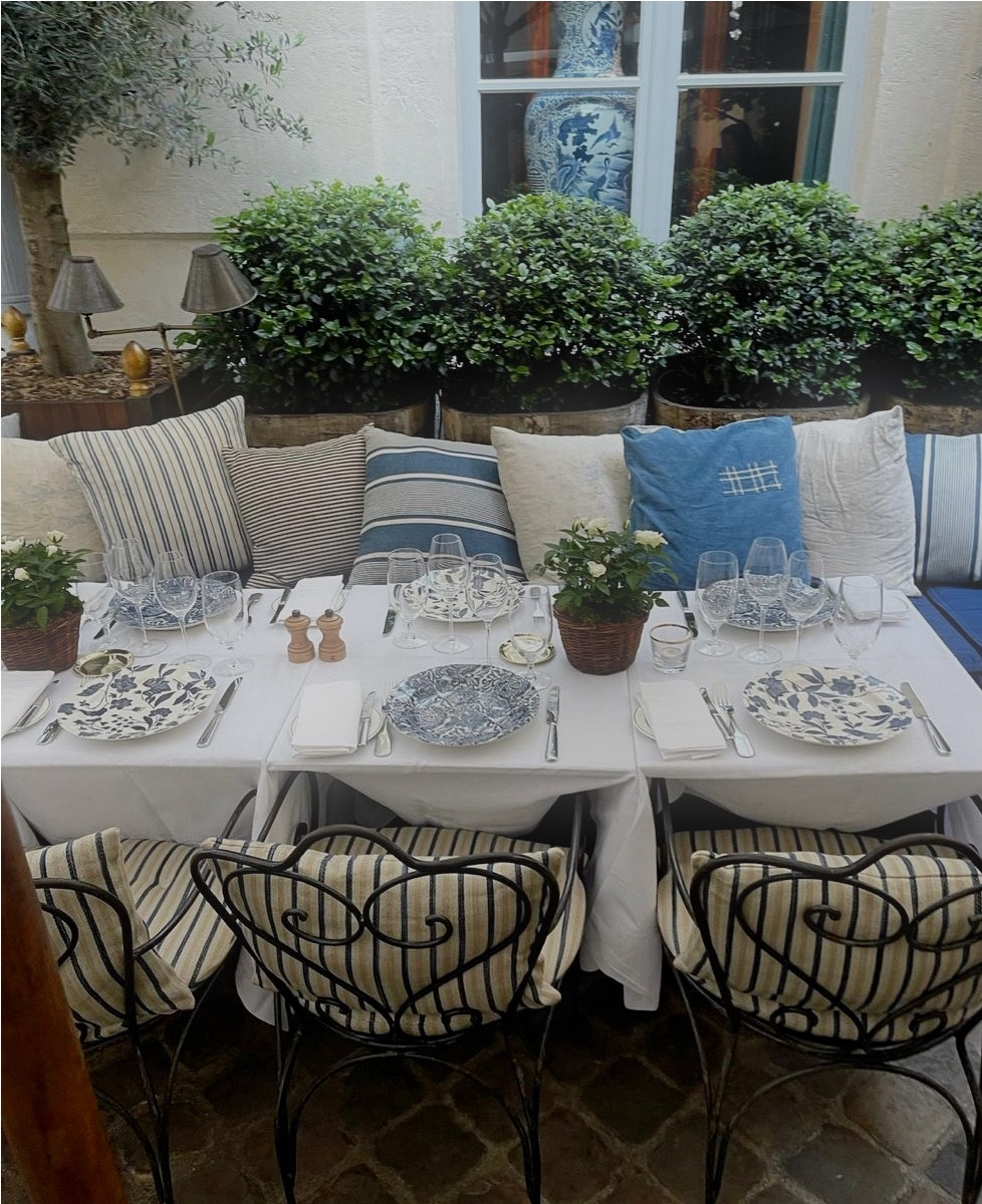 Bistro outdoor inspiration for summer dining. Blue floral plates. Amazon finds. 

#LTKFindsUnder100 #LTKHome #LTKFamily