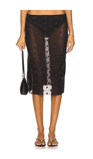 Karla Midi Skirt in Black & Chocolate Spot | Revolve Clothing (Global)