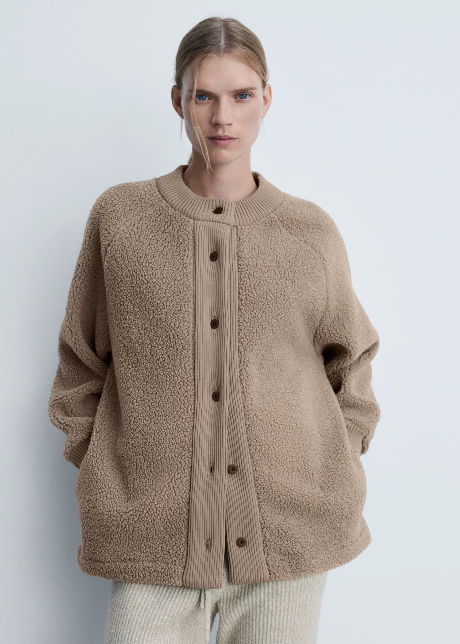 Fleece cardigan with buttons - Women | MANGO USA | MANGO (US)