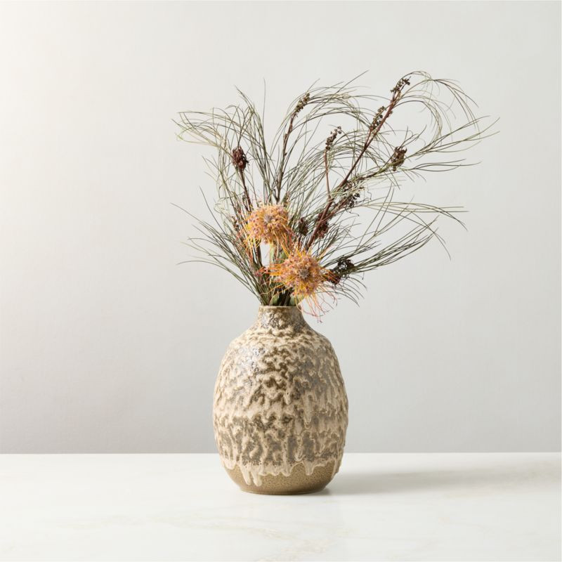 Rosalia Brown Ceramic Vase Small with Reactive Glaze | CB2 | CB2