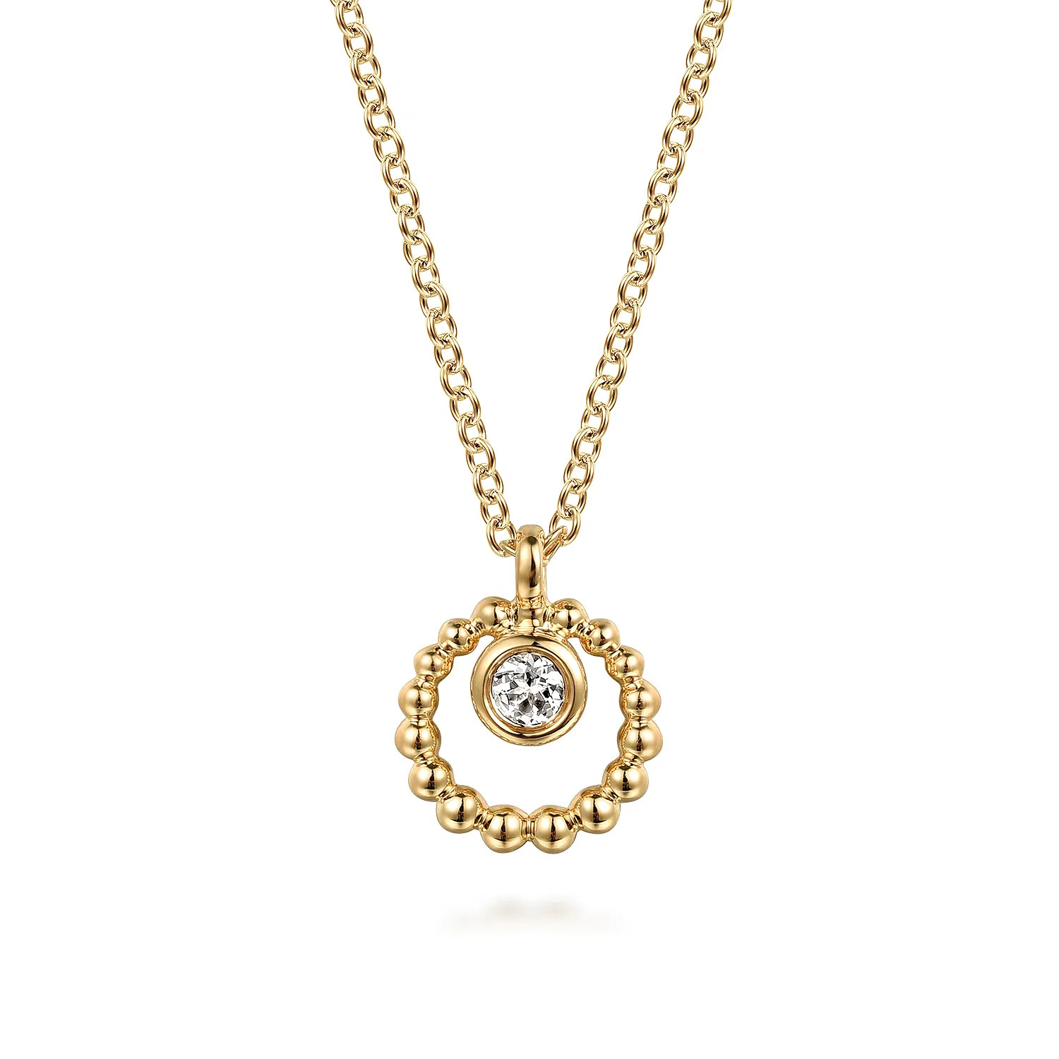 14K Yellow Gold Bujukan and White Sapphire Pendant Necklace | Gabriel & Co. Fine Jewelry And Bridal