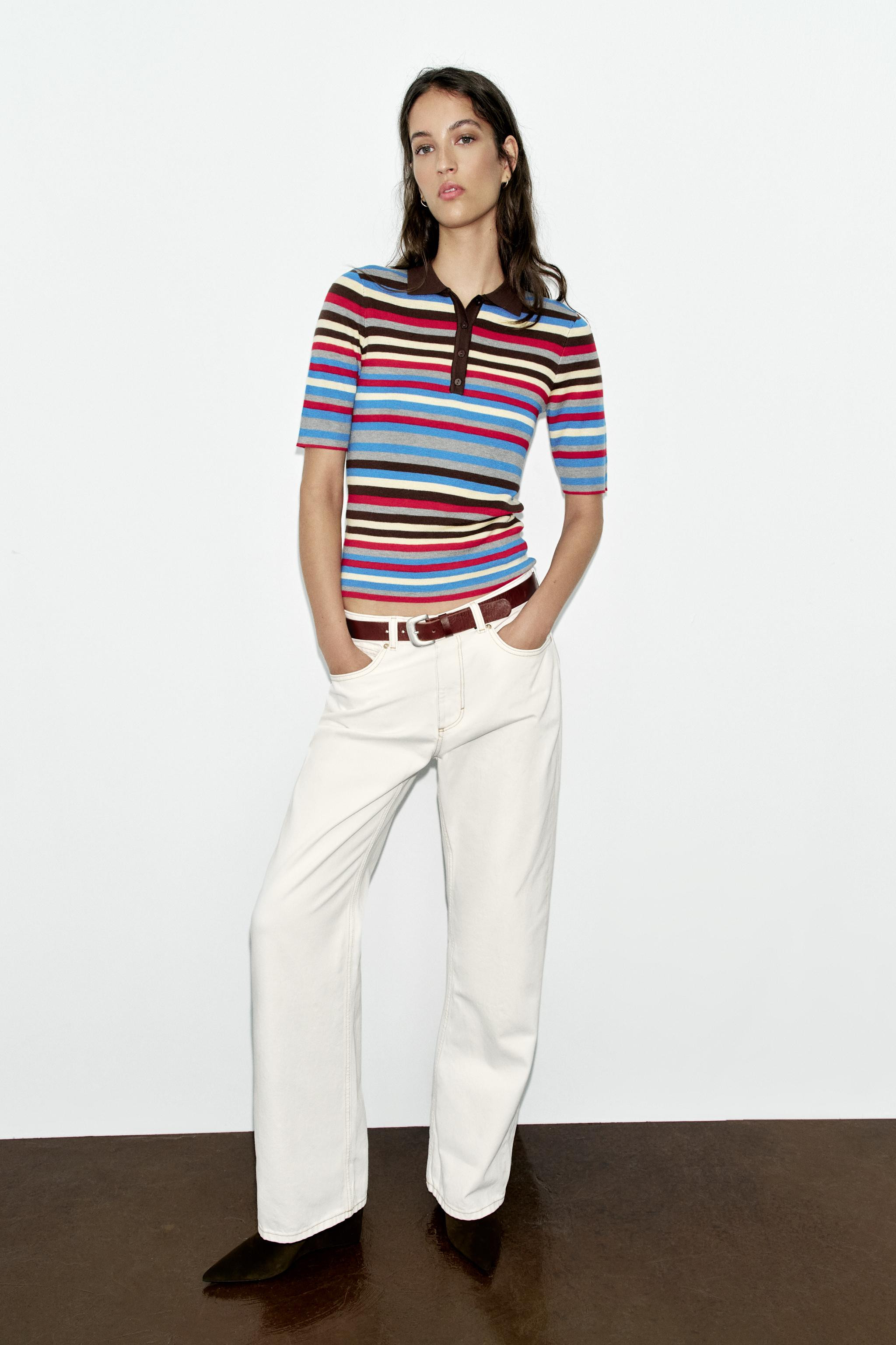 STRIPED KNIT POLO JUMPER | Zara US