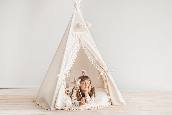 Original Kids Teepee by Minicamp - Boho Style Kids Play Tent with Tassel Decor & Extra Poles For ... | Etsy (US)