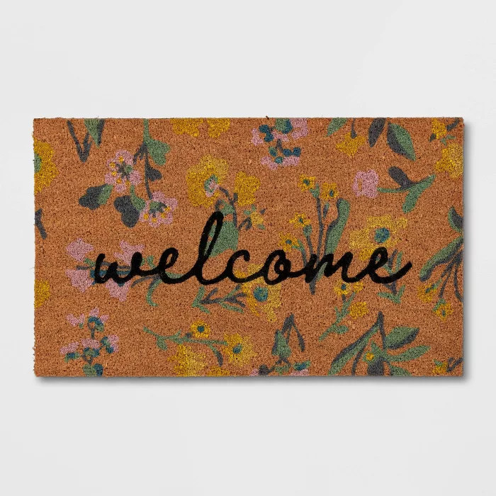 Welcome Floral Doormat Pink - Threshold™ | Target