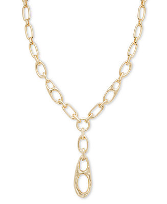 Style & Co Gold-Tone Hammered Sculptural Lariat Necklace, 18 | Macy's
