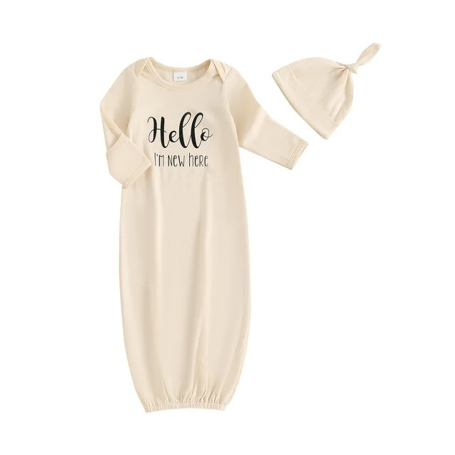 Loalirando Baby Sleeping Bag Letter Print Long Sleeve Sleep Sacks with Hat - Walmart.com | Walmart (US)