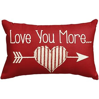 AVOIN colorlife Valentine's Day Love You More Arrow Love Heart Throw Pillow Cover, 12 x 20 Inch R... | Amazon (US)