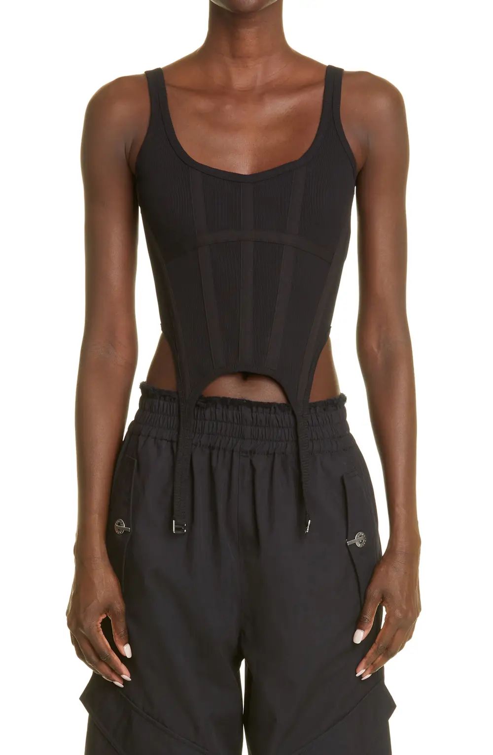 Dion Lee Ribbed Combat Corset Tank Top, Size Medium in Black at Nordstrom | Nordstrom Canada