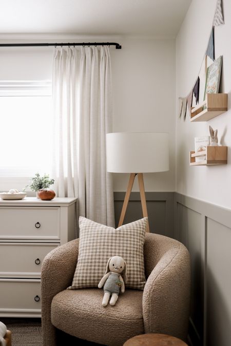 Shop Weston’s room including this adorable boucle chair - perfect for a cozy corner in a bedroom or living room! Our Amazon curtains are such a great custom look for less - these are the beige white! 

#LTKhome #LTKSeasonal #LTKkids