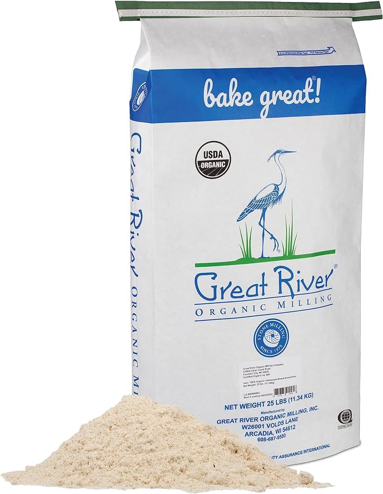 Great River Organic Milling, Bread Flour, Unbleached Wheat, Organic, 25-Pounds (Pack of 1) | Amazon (US)