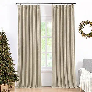 Vision Home Light Taupe Pinch Pleated Full Blackout Curtains Velvet Chenille Room Darkening Windo... | Amazon (US)