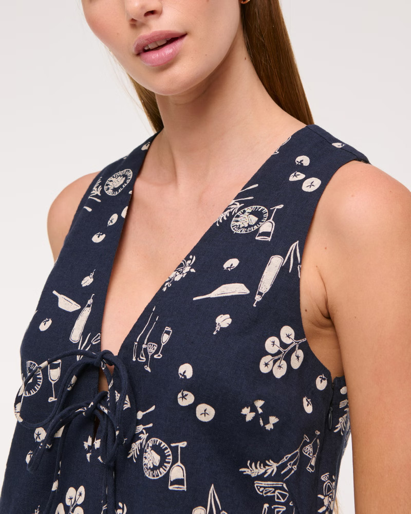 Women's Linen-Blend Tie-Front Mini Dress | Women's Dresses & Jumpsuits | Abercrombie.com | Abercrombie & Fitch (US)