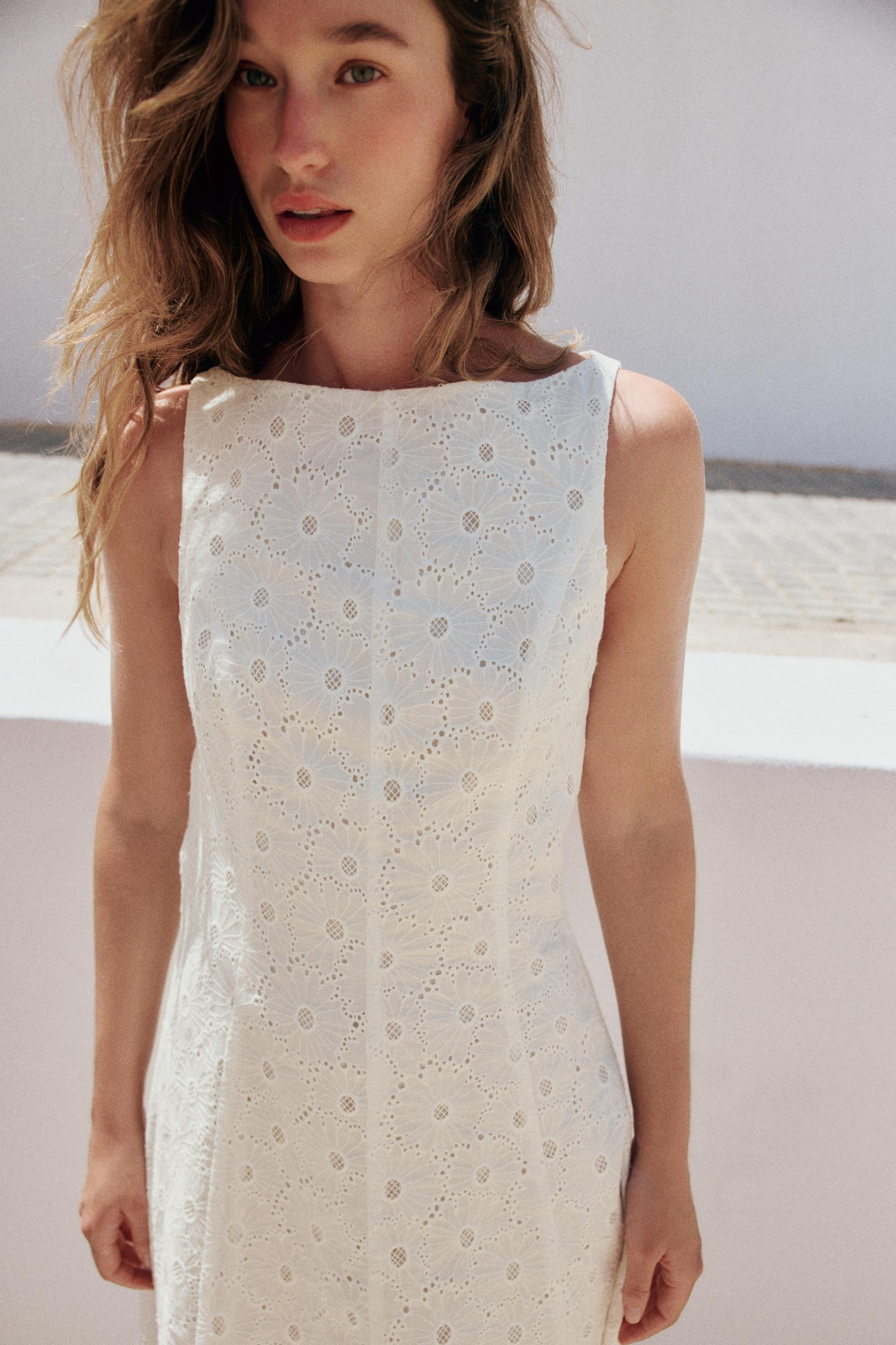 EMBROIDERED EYELET MIDI DRESS | Zara US