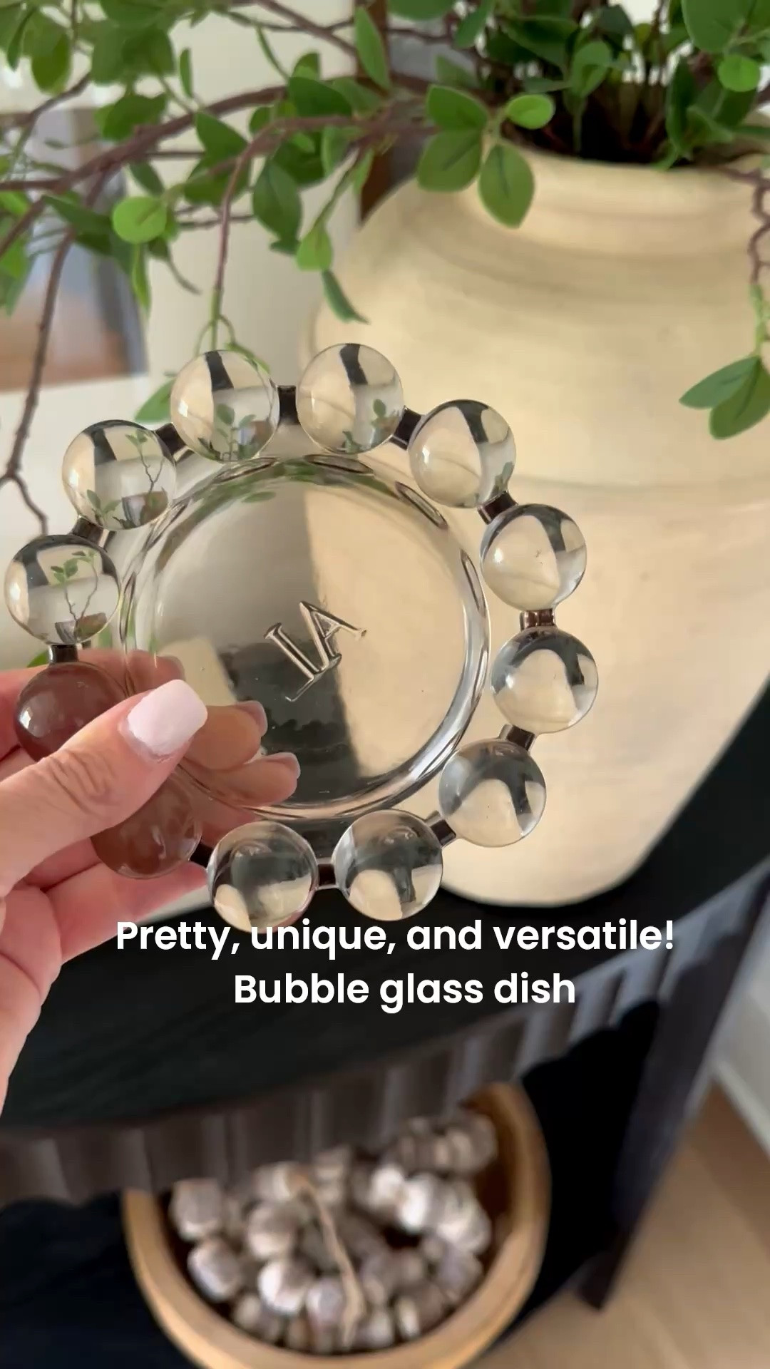 Bubble glass dish for candles, soap dispenser, trinkets, or as a jewelry catch. 
@alicelanehome

#LTKHome #LTKSaleAlert