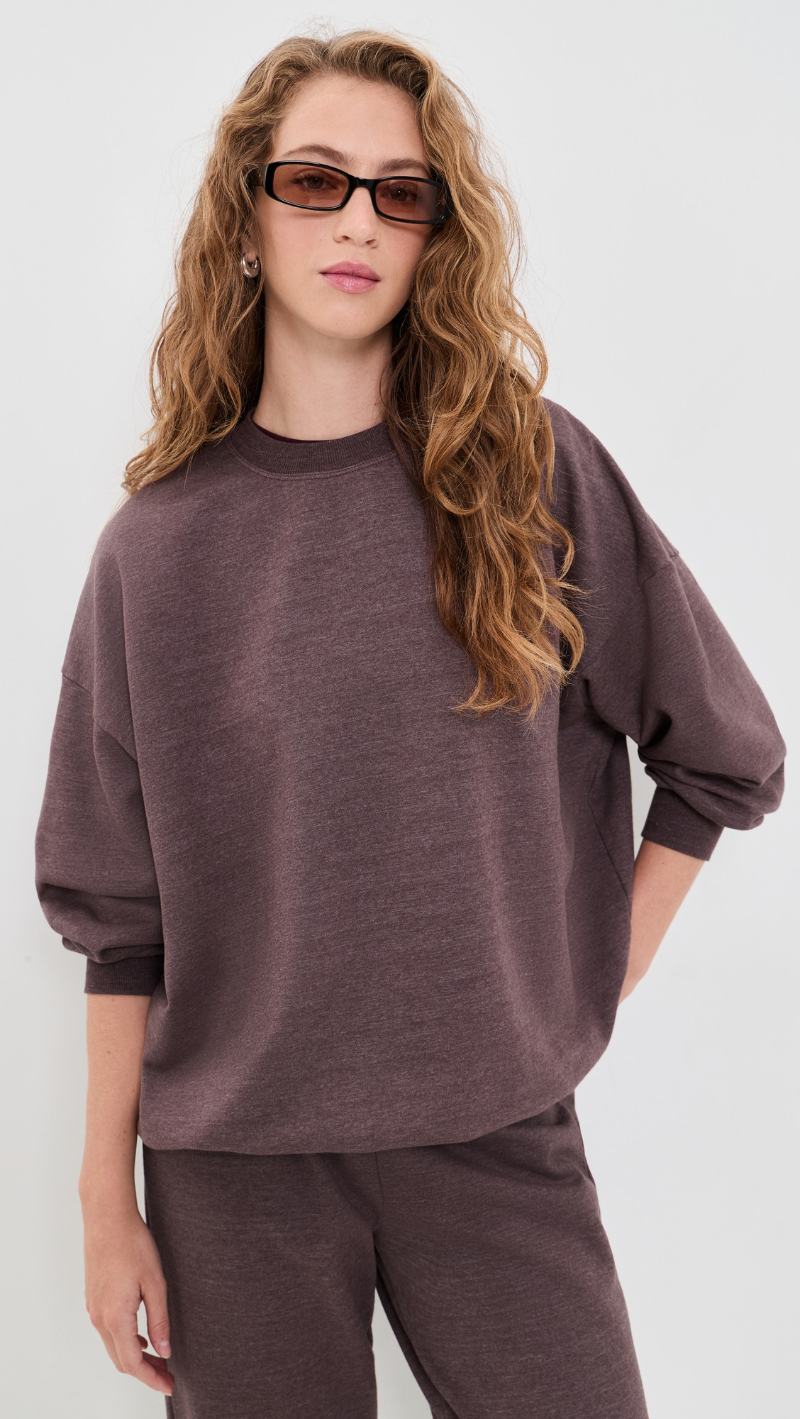 Year of Ours Crew Neck Sweatshirt Maroon XL | Shopbop