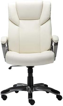 Amazon Basics High-Back Bonded Leather Executive Office Computer Desk Chair - Cream | Amazon (US)