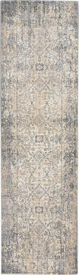 Kathy Ireland Moroccan Celebration Floral Ivory/Slate 2'2" x 7'6" Area -Rug, Easy -Cleaning, Non ... | Amazon (US)