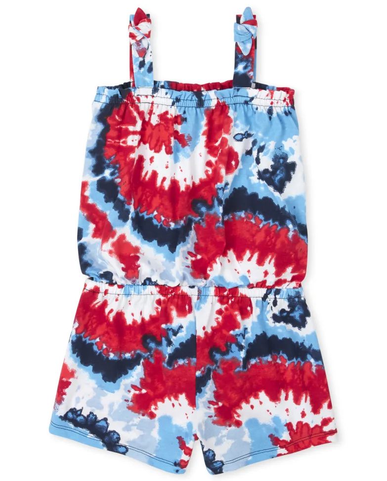 Girls Americana Tie Dye Romper - tidal | The Children's Place