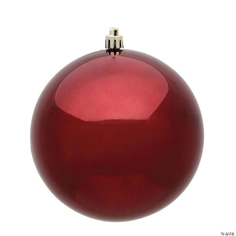Vickerman Shatterproof 6" Burgundy Shiny Ball Christmas Ornament, 4 per Bag | Oriental Trading Company