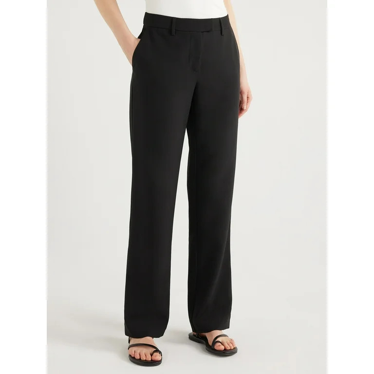 Scoop Women's Ultimate Stovepipe Crepe Suit Pants with Straight Leg, Sizes 0-18, 32’’ Inseam ... | Walmart (US)