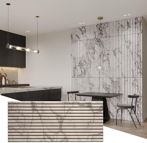 3D Wall Panels – Faux Marble Round Slatted – Home Decor Wallpaper Alternative for Living Room... | Amazon (US)