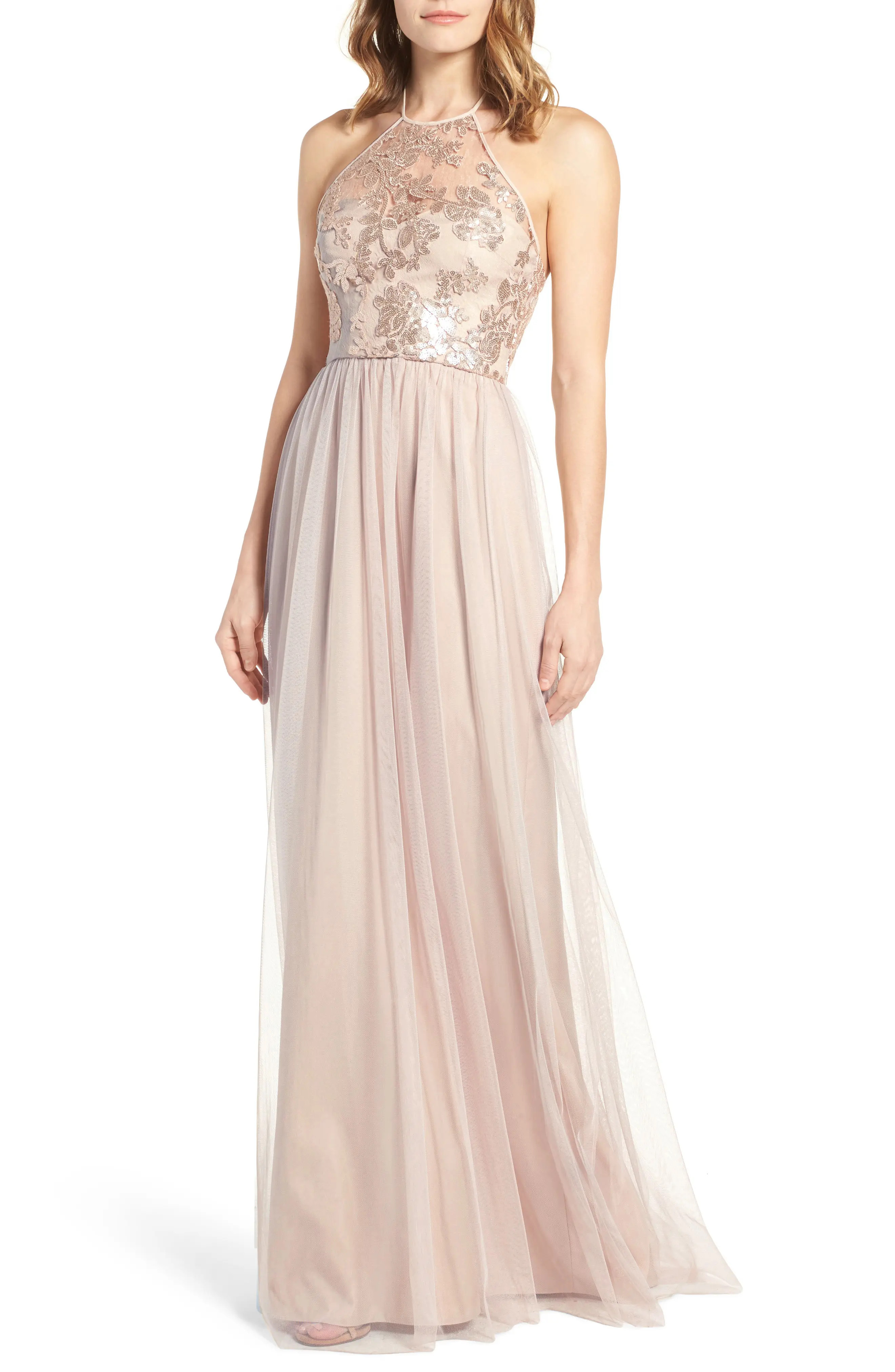 Amsale Sheridan Sequin Halter Dress | Nordstrom