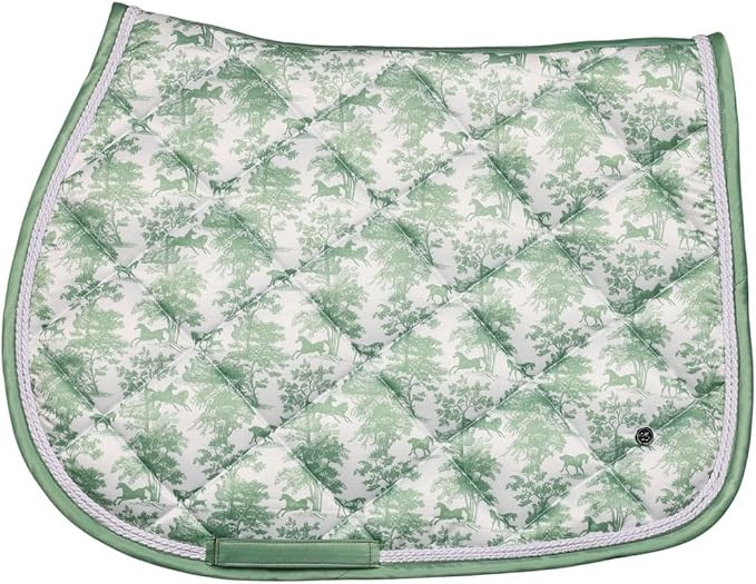 Equestrian Toile Jump Saddle Pad-Green/White | Amazon (US)