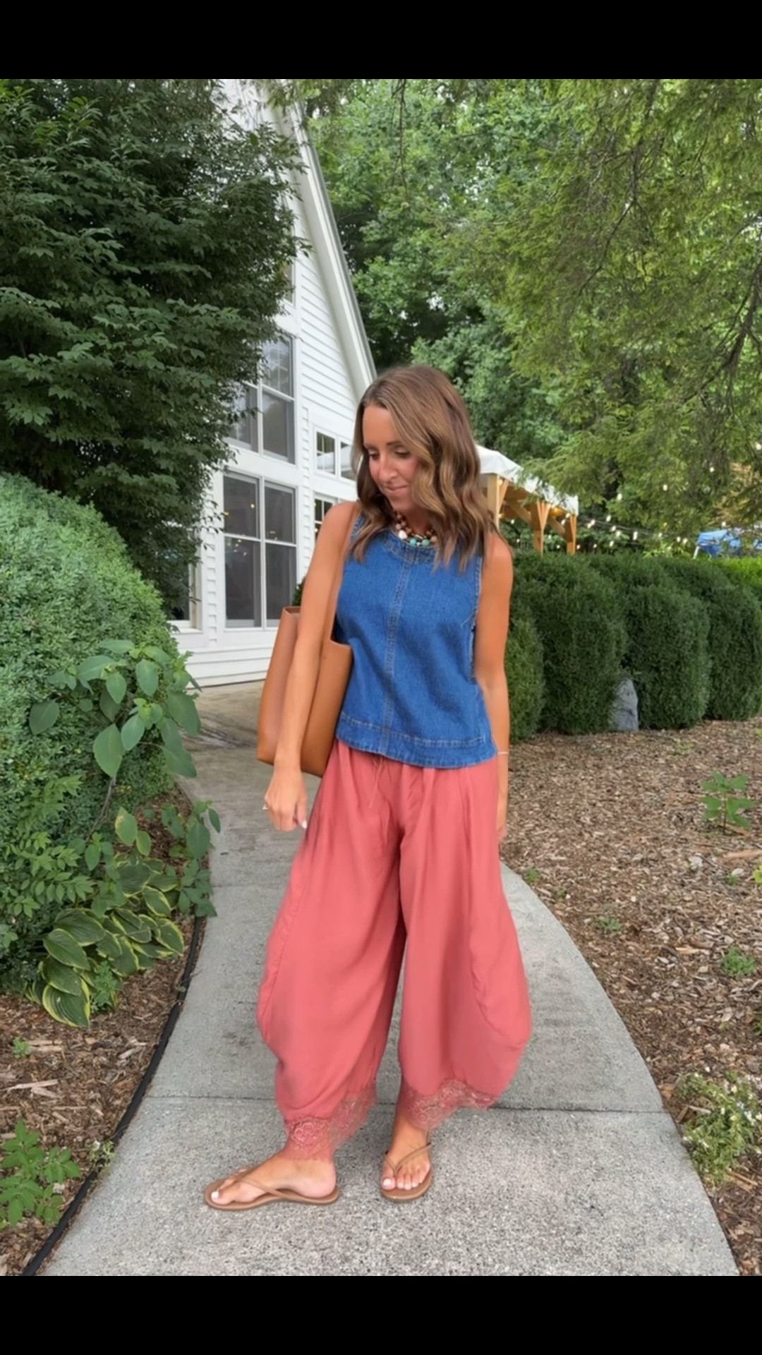 Another pair of flowy pants. Lace trim pants. Anthropologie style. Walmart style. Denim shell tank.
Both XS. 

Sequin jewelry code: TWOPEAS20

#LTKootd #LTKSeasonal #LTKOver40