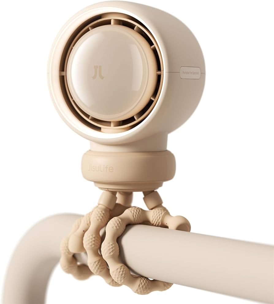 JISULIFE Baby Stroller Fan Portable, Large Battery Crib Fan, Car Seat Fan with 5 Speeds, Air Puri... | Amazon (US)