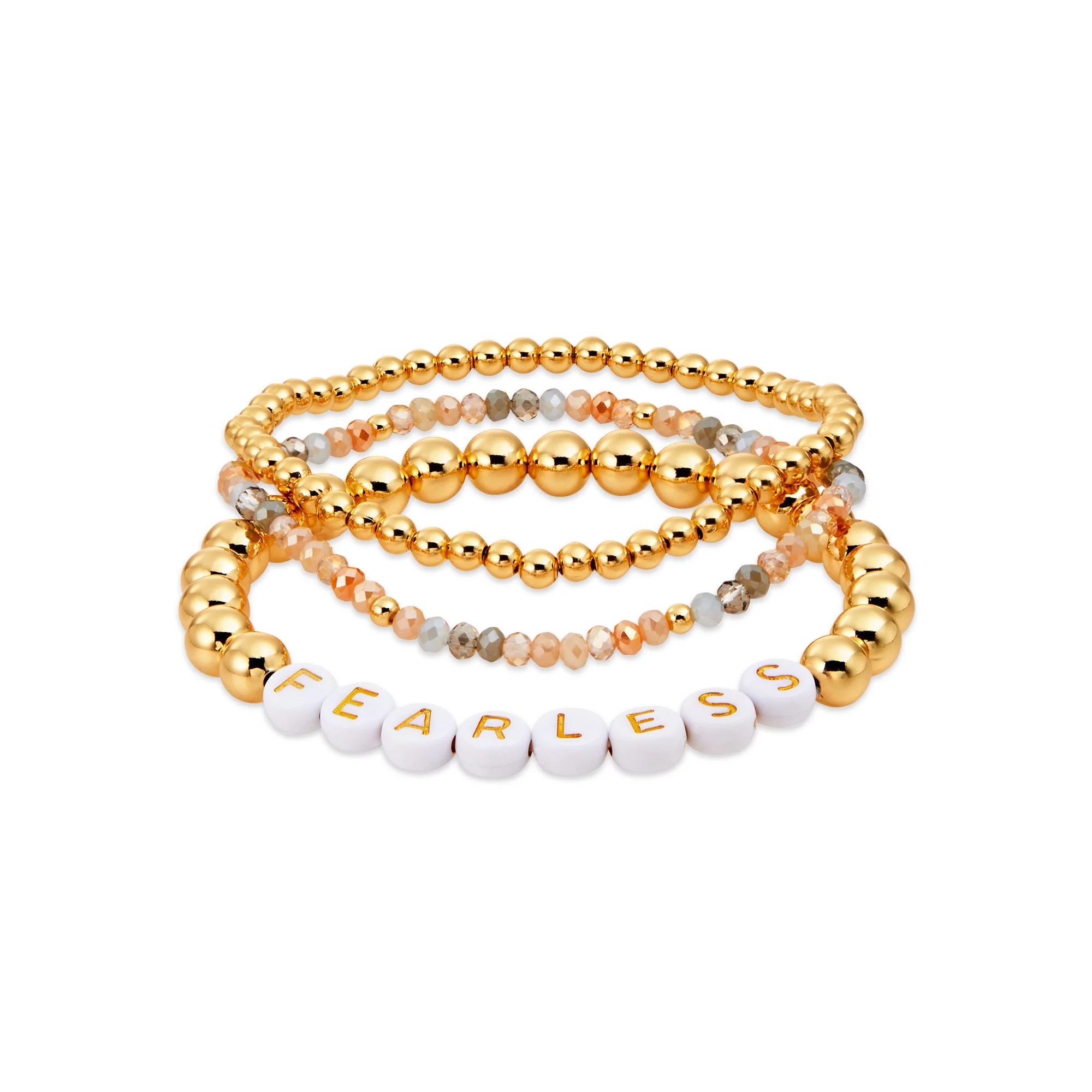 Scoop 14K Gold Plated Multi-Color "Fearless" Bead Bracelet, 3-Piece Set | Walmart (US)